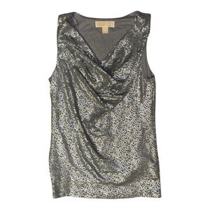 MICHAEL Michael Kors Silver Sequin Draped Cowl Neck Tank